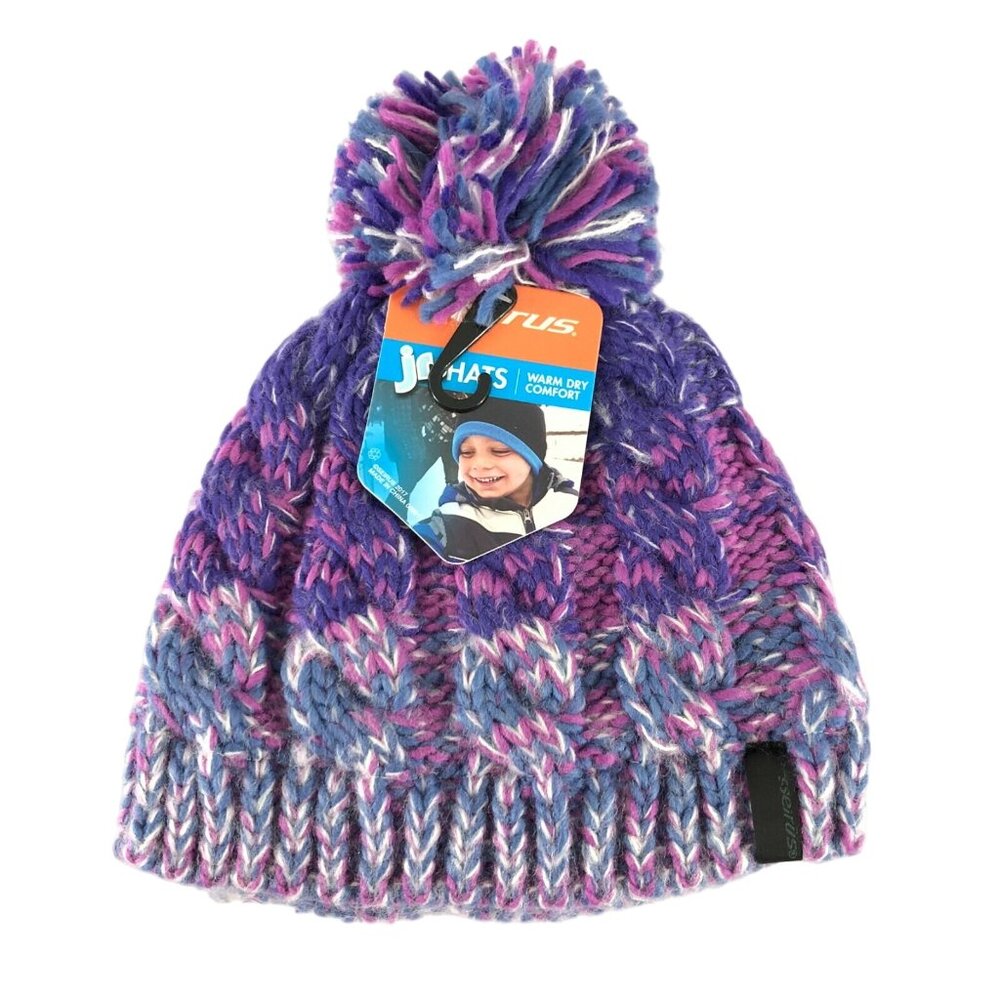 Serius Jr Dahlia Beanie Knit Pom Warm Winter Kids Girls Purple One Size